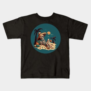 Skeleton chilling at the beach Kids T-Shirt